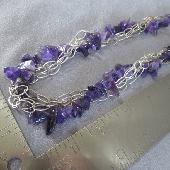 Artisan Amethyst Necklace, Sterling Silver Handcrafted Chain - Picture 8 of 8